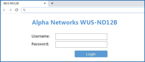 Alpha Networks WUS-ND12B router default login