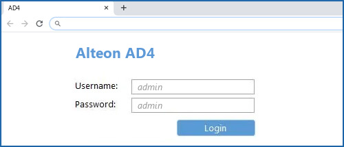 Alteon AD4 router default login