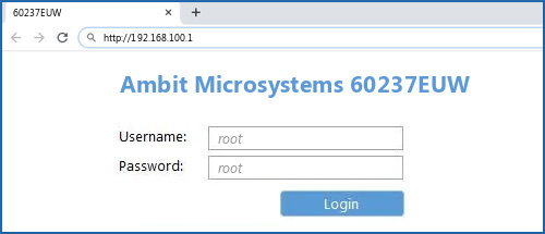 Ambit Microsystems 60237EUW router default login