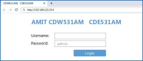 AMIT CDW531AM CDE531AM router default login