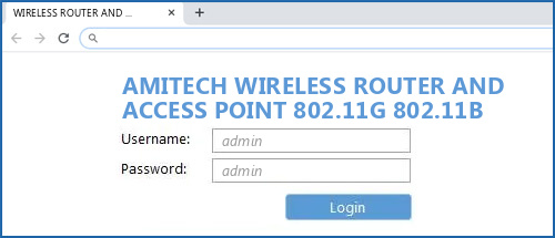 AMITECH WIRELESS ROUTER AND ACCESS POINT 802.11G 802.11B router default login