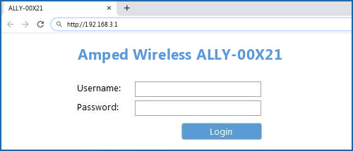 Amped Wireless ALLY-00X21 router default login