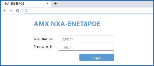 AMX NXA-ENET8POE router default login