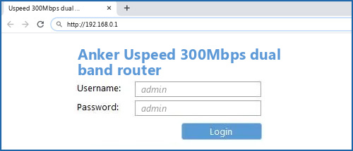 Anker Uspeed 300Mbps dual band router router default login