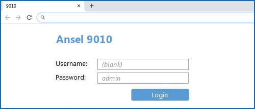 Ansel 9010 router default login