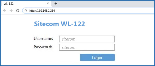 Sitecom WL-122 router default login