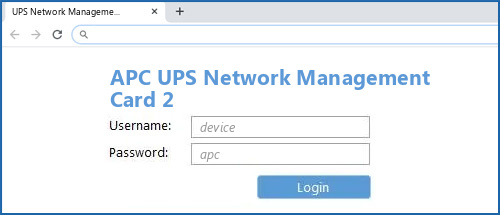 APC UPS Network Management Card 2 router default login