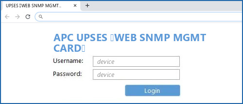APC UPSES (WEB SNMP MGMT CARD) router default login