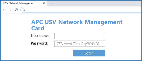 APC USV Network Management Card router default login