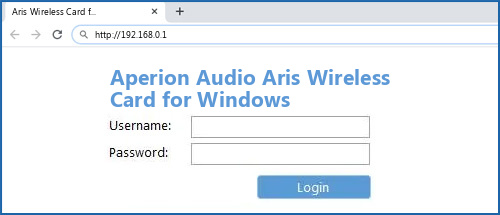 Aperion Audio Aris Wireless Card for Windows router default login