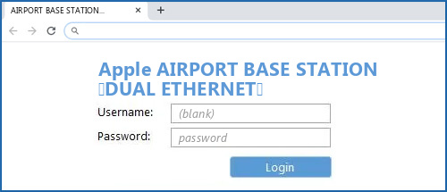 Apple AIRPORT BASE STATION (DUAL ETHERNET) router default login