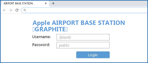 Apple AIRPORT BASE STATION (GRAPHITE) router default login