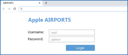 Apple AIRPORT5 router default login