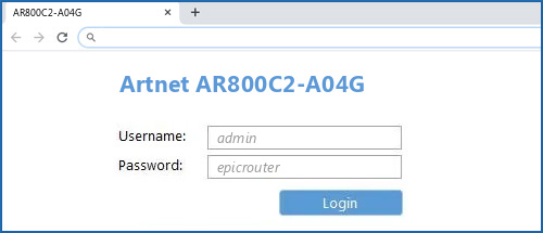 Artnet AR800C2-A04G router default login
