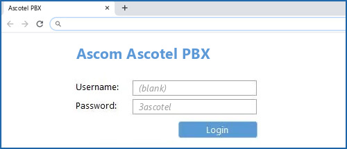 Ascom Ascotel PBX router default login