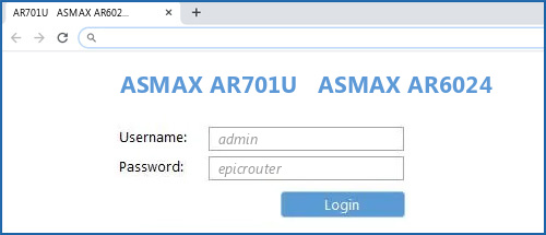 ASMAX AR701U ASMAX AR6024 router default login