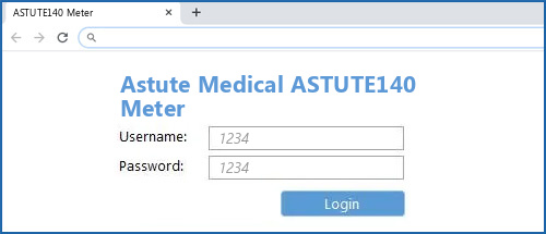 Astute Medical ASTUTE140 Meter router default login