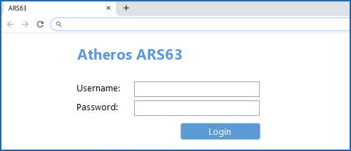 Atheros ARS63 router default login