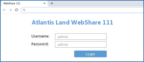 Atlantis Land WebShare 111 router default login