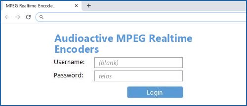 Audioactive MPEG Realtime Encoders router default login