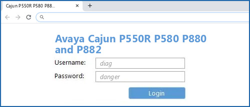 Avaya Cajun P550R P580 P880 and P882 router default login