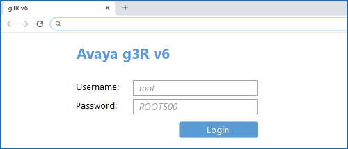 Avaya g3R v6 router default login