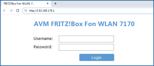 AVM FRITZ!Box Fon WLAN 7170 router default login