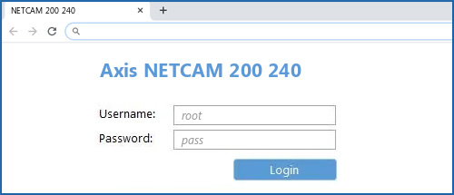 Axis NETCAM 200 240 router default login