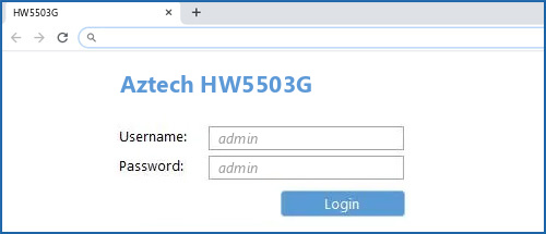 Aztech HW5503G router default login
