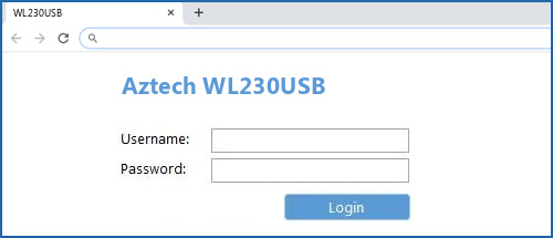 Aztech WL230USB router default login