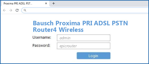 Bausch Proxima PRI ADSL PSTN Router4 Wireless router default login