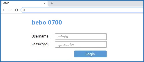 bebo 0700 router default login