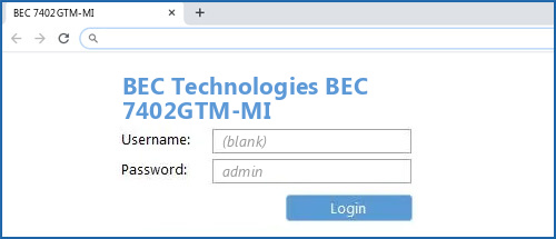 BEC Technologies BEC 7402GTM-MI router default login