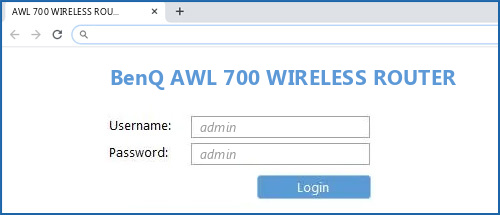 BenQ AWL 700 WIRELESS ROUTER router default login