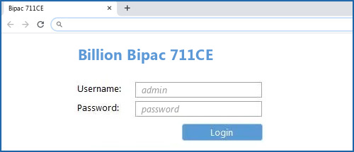 Billion Bipac 711CE router default login