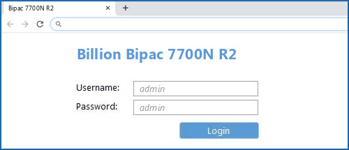 Billion Bipac 7700N R2 router default login