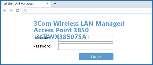 3Com Wireless LAN Managed Access Point 3850 (3CRWX385075A) router default login