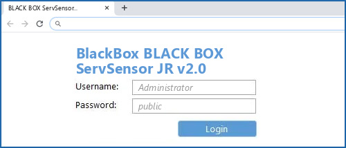 BlackBox BLACK BOX ServSensor JR v2.0 router default login