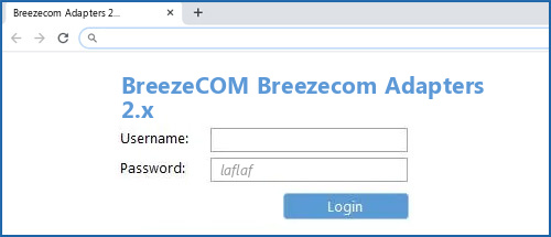 BreezeCOM Breezecom Adapters 2.x router default login