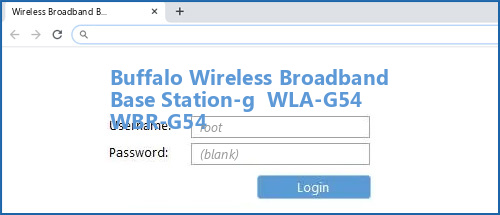 Buffalo Wireless Broadband Base Station-g  WLA-G54 WBR-G54 router default login