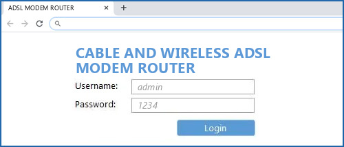 CABLE AND WIRELESS ADSL MODEM ROUTER router default login