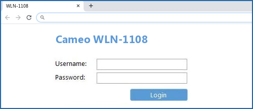 Cameo WLN-1108 router default login