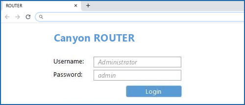 Canyon ROUTER - Default login IP, default username & password