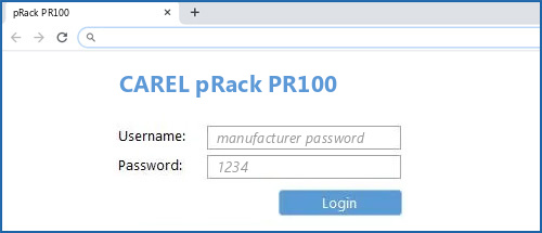 CAREL pRack PR100 router default login