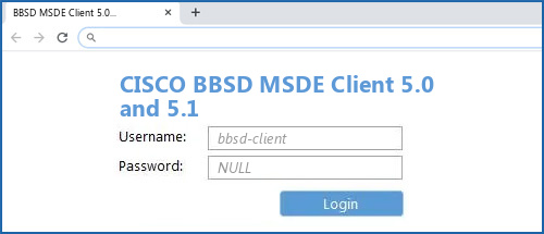 CISCO BBSD MSDE Client 5.0 and 5.1 router default login