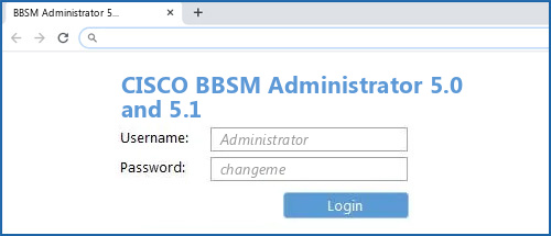 CISCO BBSM Administrator 5.0 and 5.1 router default login