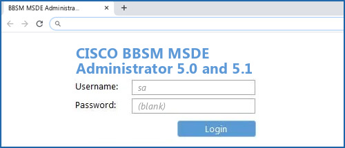 CISCO BBSM MSDE Administrator 5.0 and 5.1 router default login