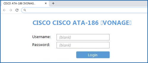 CISCO CISCO ATA-186 (VONAGE) router default login