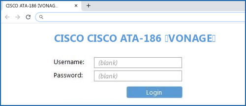 CISCO CISCO ATA-186 (VONAGE) router default login