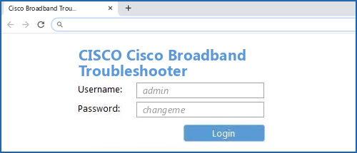 CISCO Cisco Broadband Troubleshooter router default login